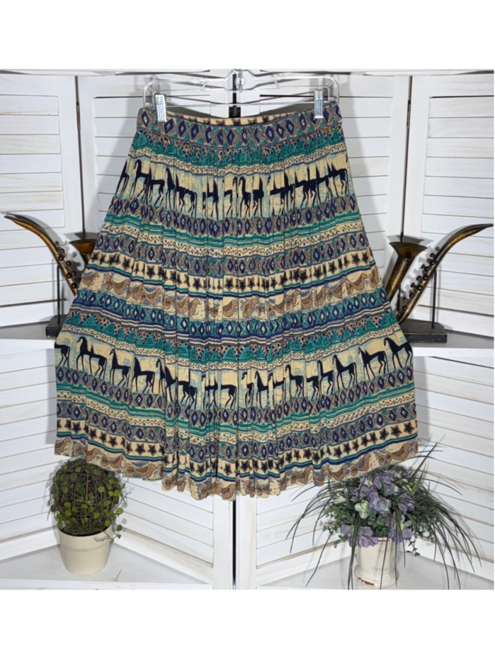 Vintage Y2K maxi skirt hippie boho nature birds horses whimsigoth fairy festival